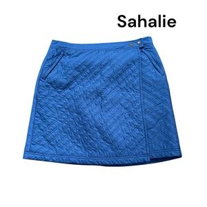Sahalie Adjustable Waist Insulated Puffer Skirt With Pockets Sz XL Royal Blue